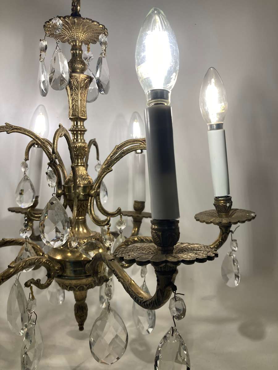 Spanish brass and crystal chandelier 