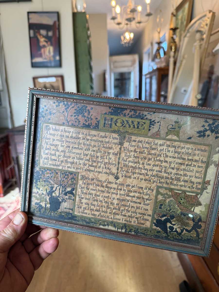 framed vintage motto print "Home...", Image 1.