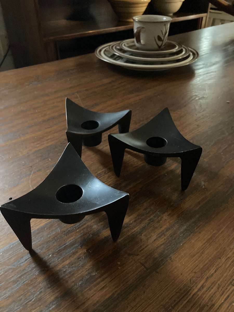 Three Modern Dansk candle sticks 