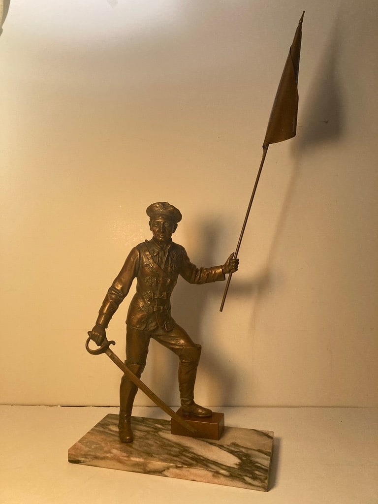 Original bronze sculpture of soldier by K Muller 