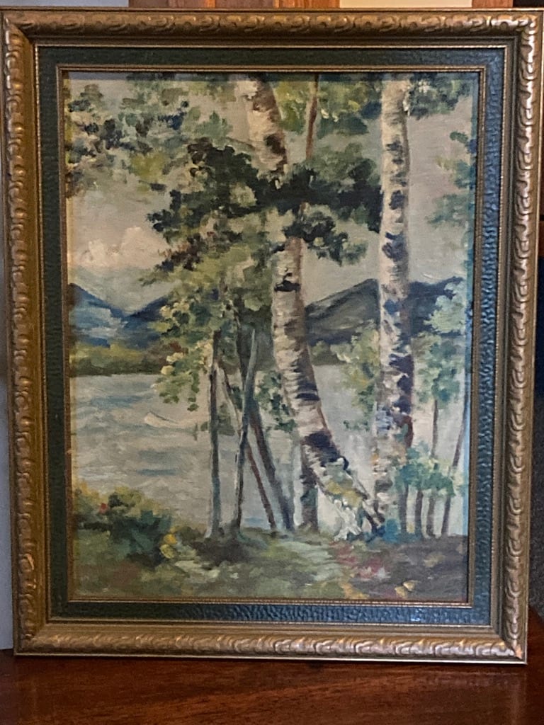 Original Birch tree painting on board 