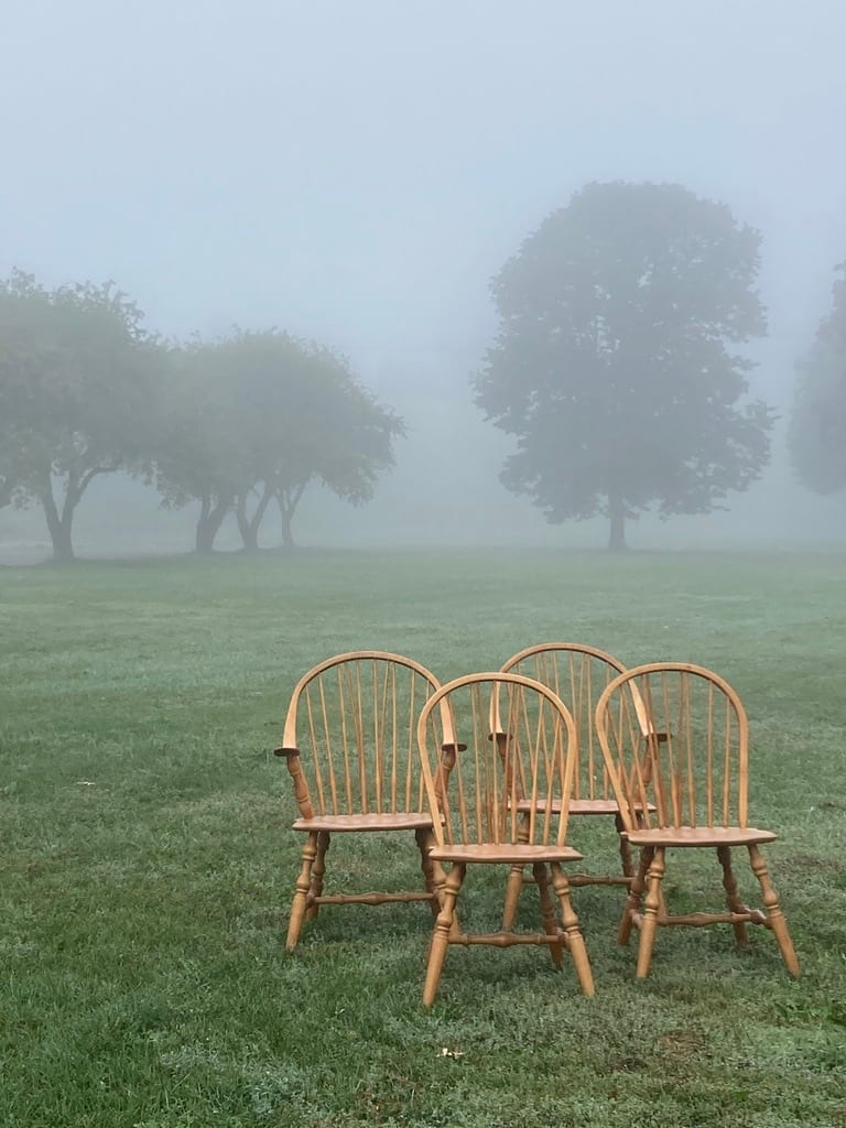 set of 4 maple handmade Windsor chairs by Hale of Vermont 