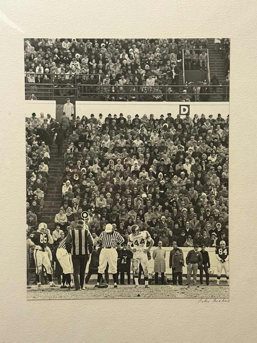 black and white football photograph 