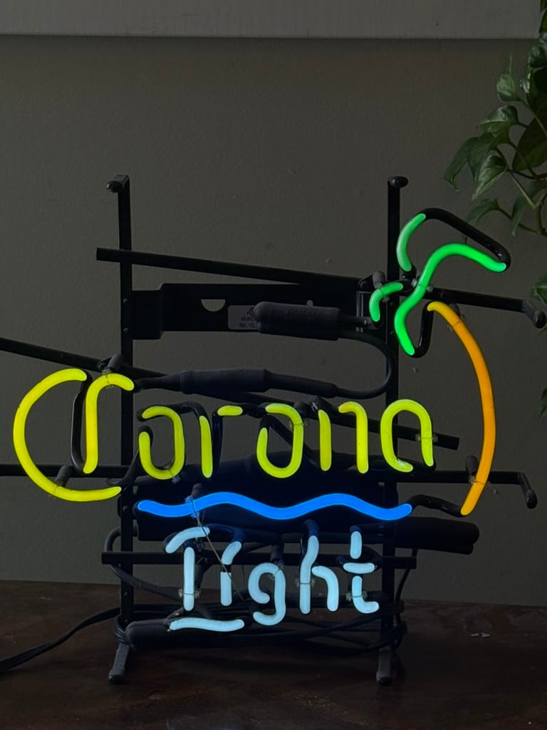 Corona light beer neon sign, Image 1.