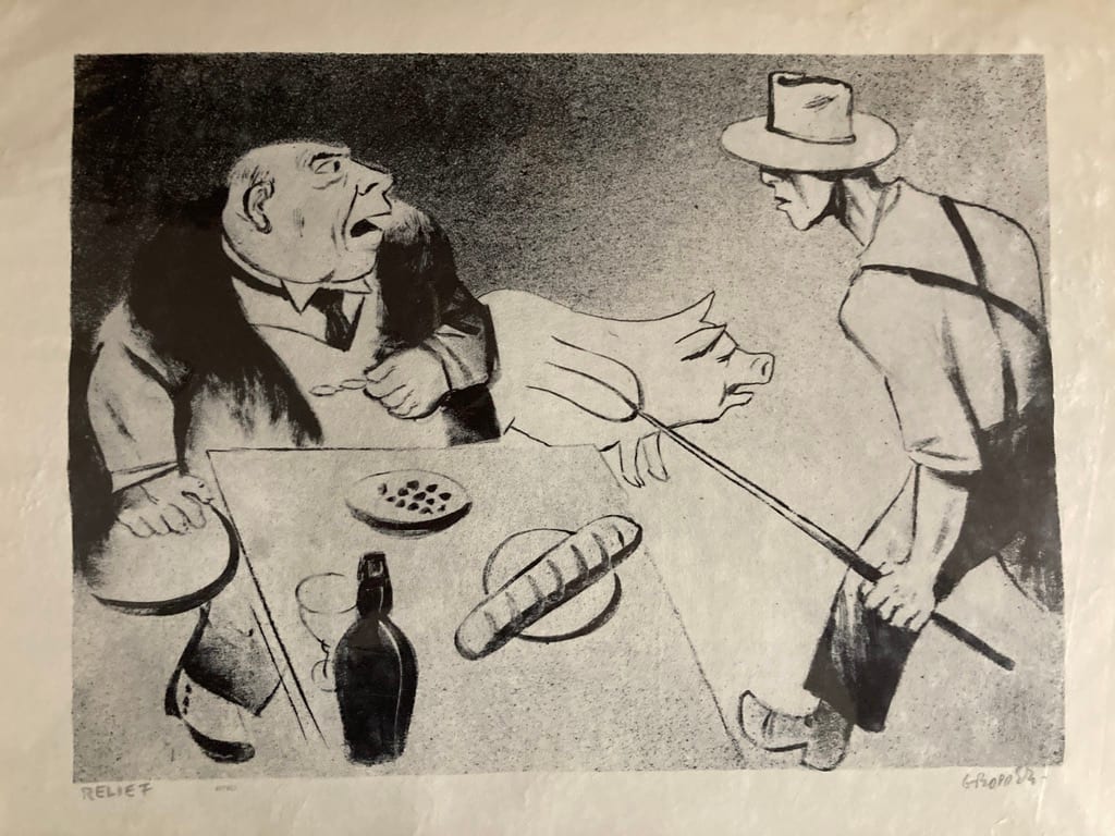 Signed 1931 lithograph "Relief" by William Gropper 