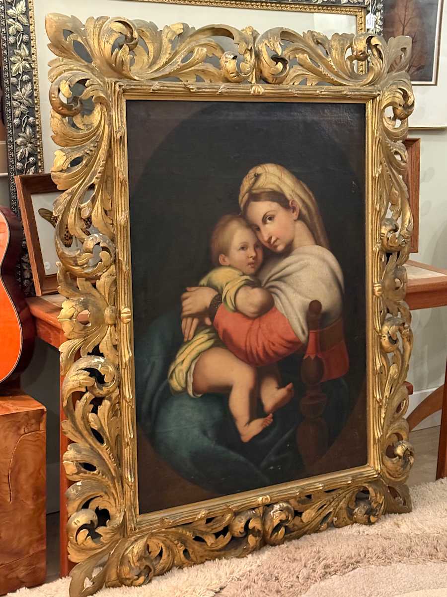 Framed Raphael painting on canvas in Original Italian frame 