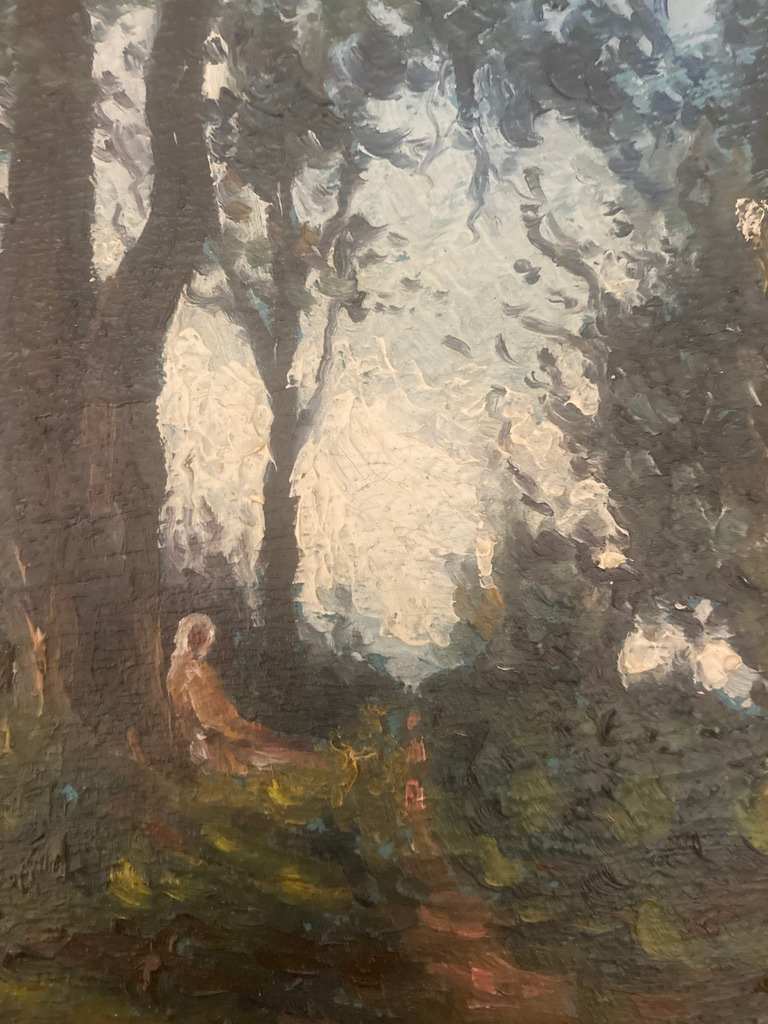 forest painting with girl 