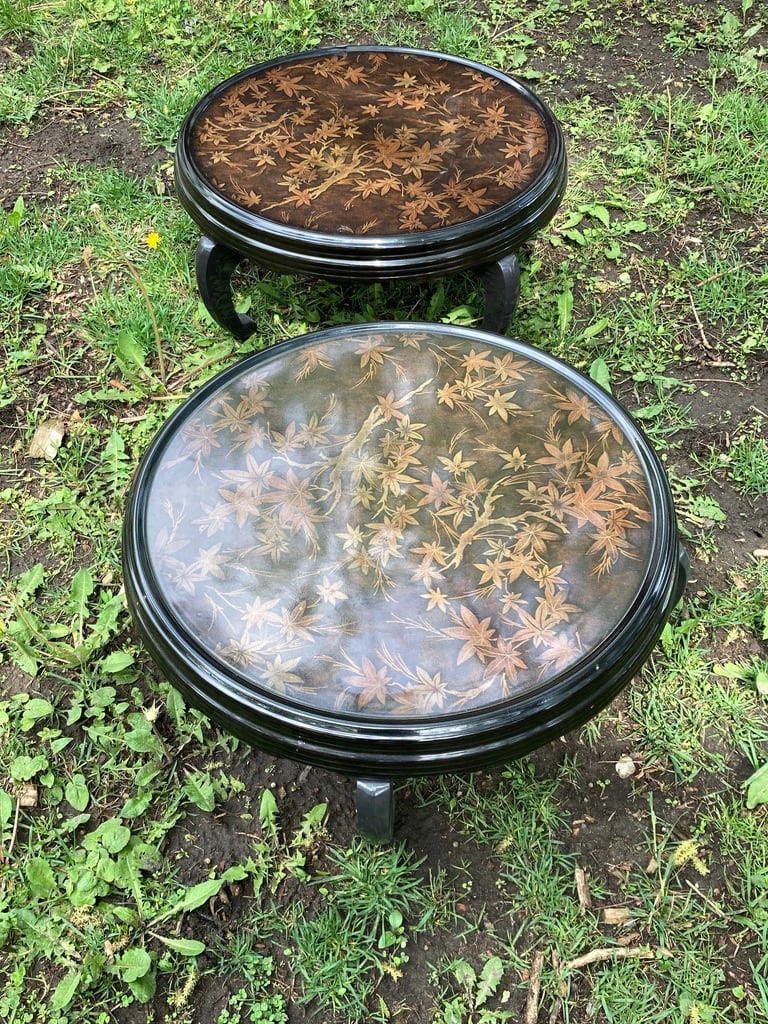 Pair of low Asian style tables 