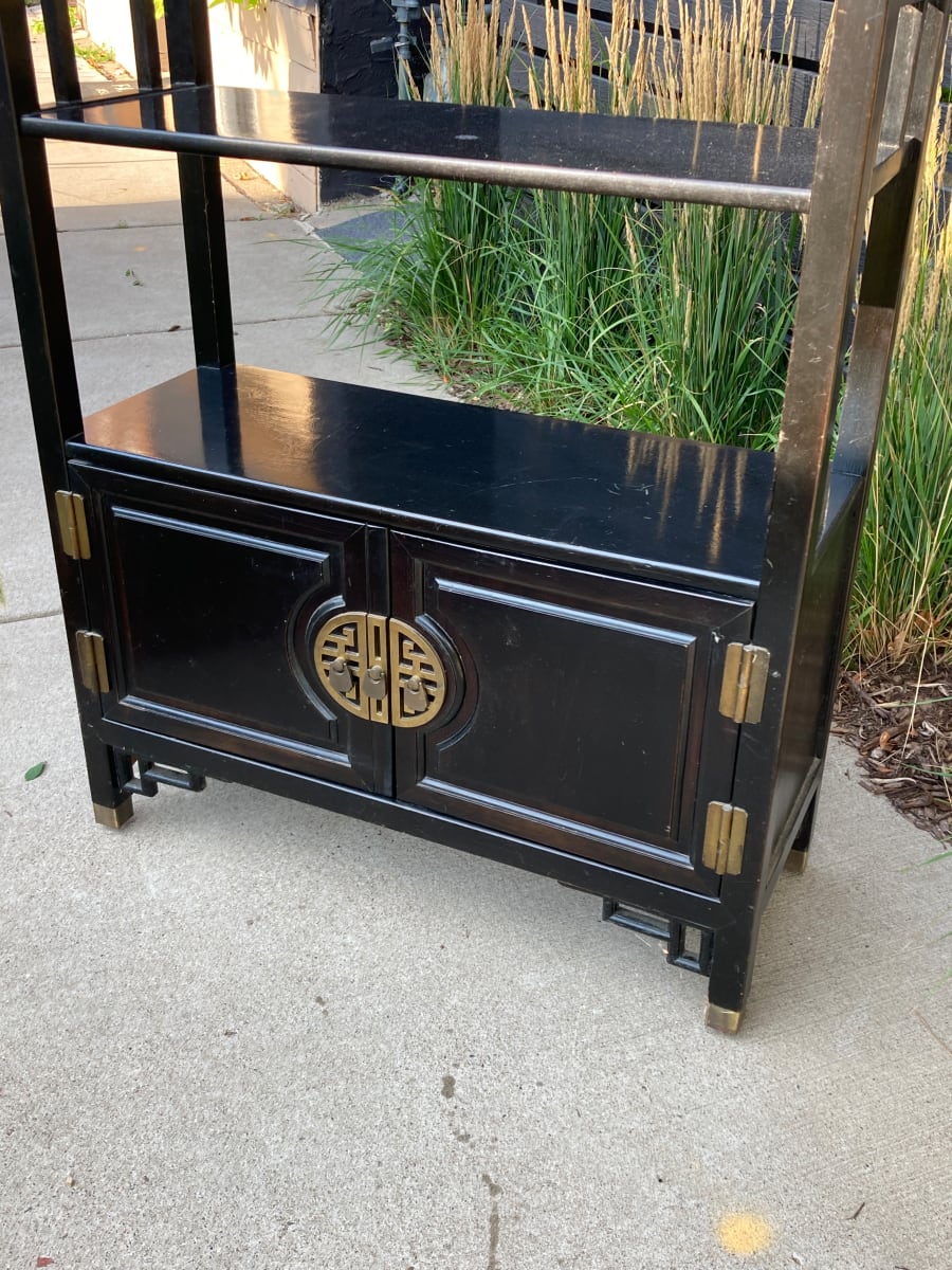 Century black asian open bookcase 