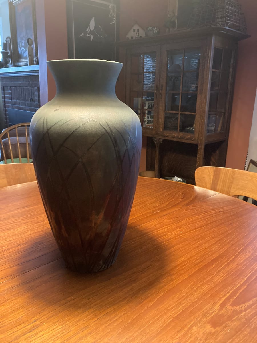 Production Raku art pottery vase 