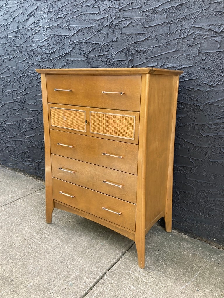 mid century modern chest with copper 