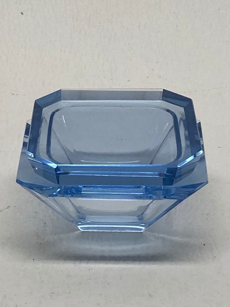 Art Deco ice berg blue geometric perfume ring dish 