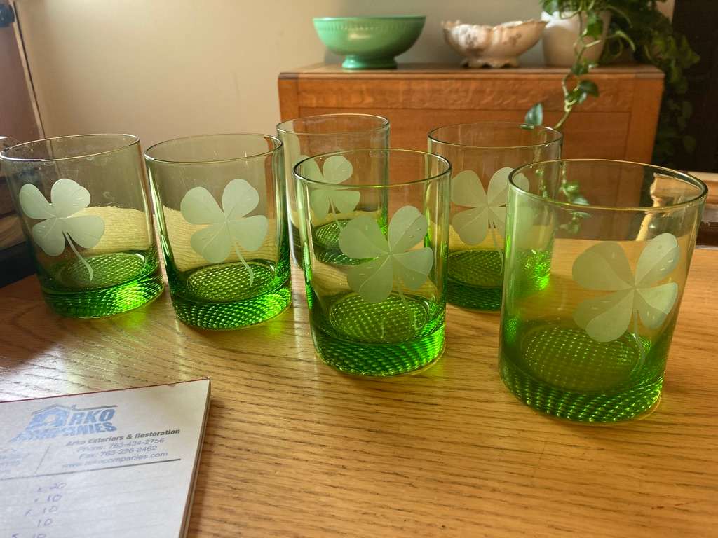 Green four leaf clover tumblers 