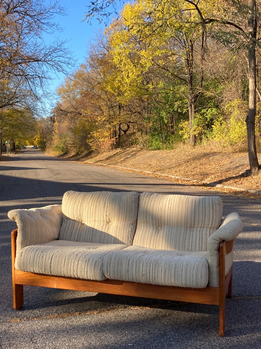 Danish teak love seat 