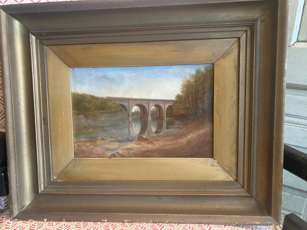 Original painting of arched bridge 