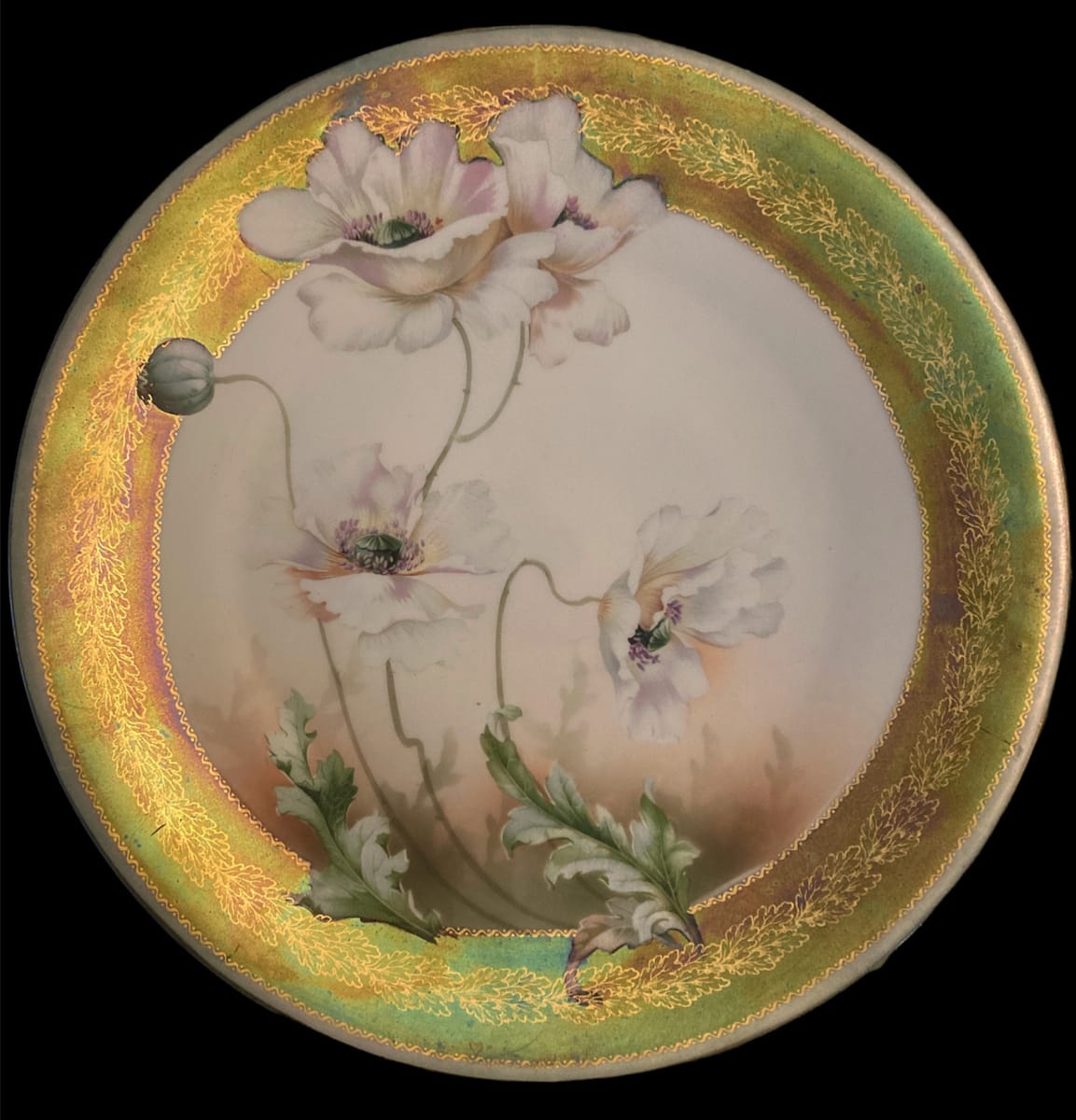 RS Germany iridescent hand painted poppy plate 