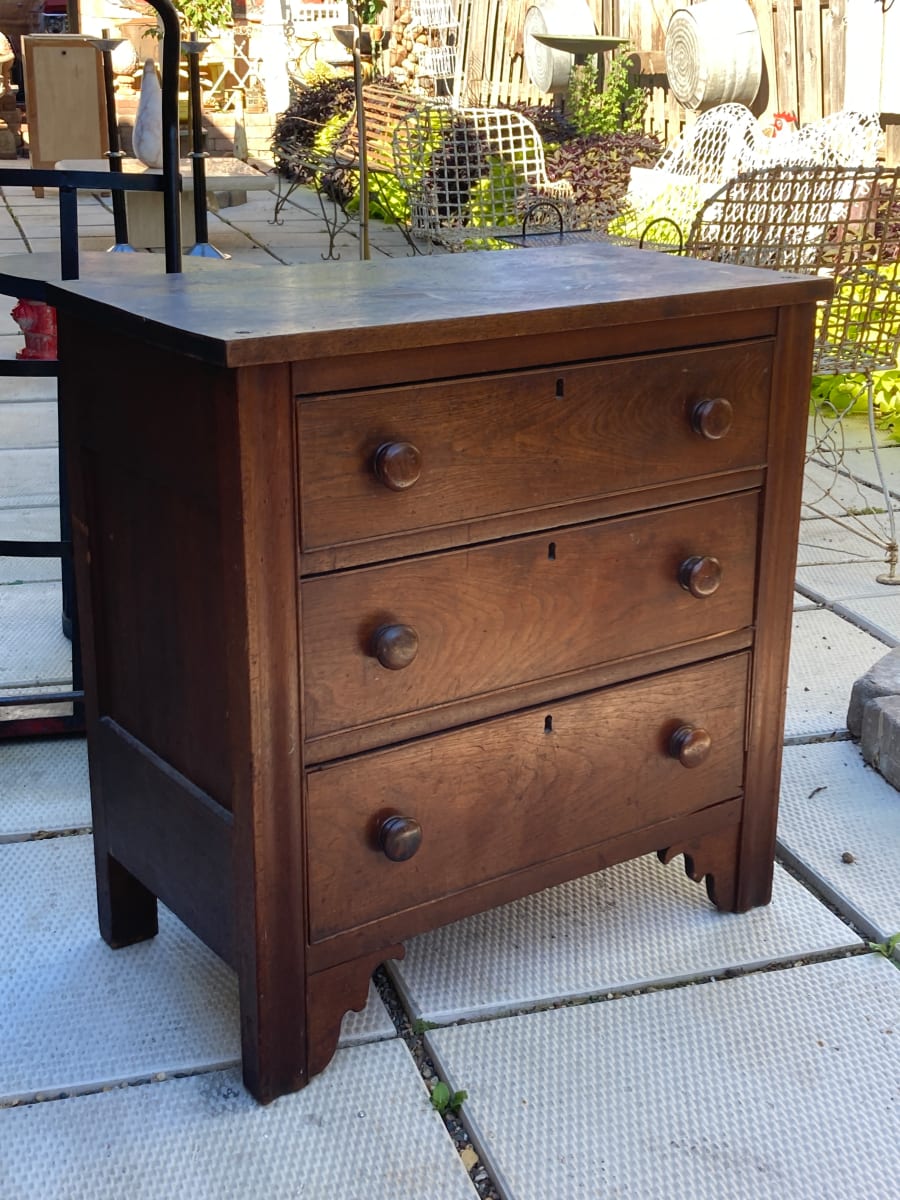 3 drawer walnut chest 