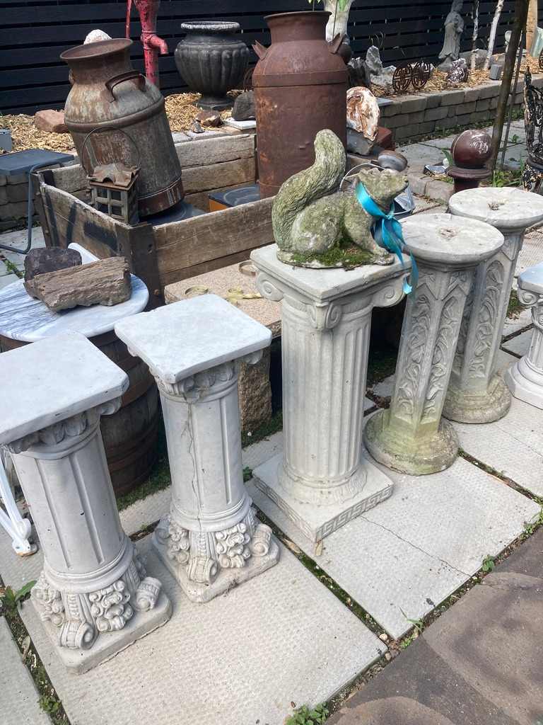 Garden cement tall doric topped ribbed column 