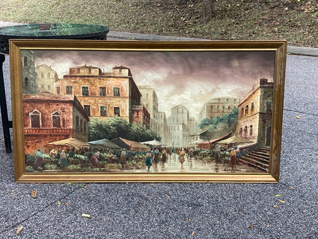 Original street scene painting on canvas 