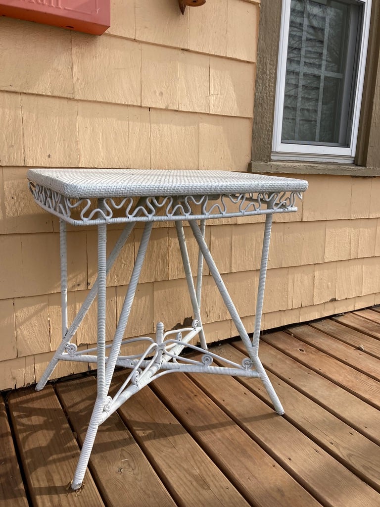 vintage 1920's painted wicker table 