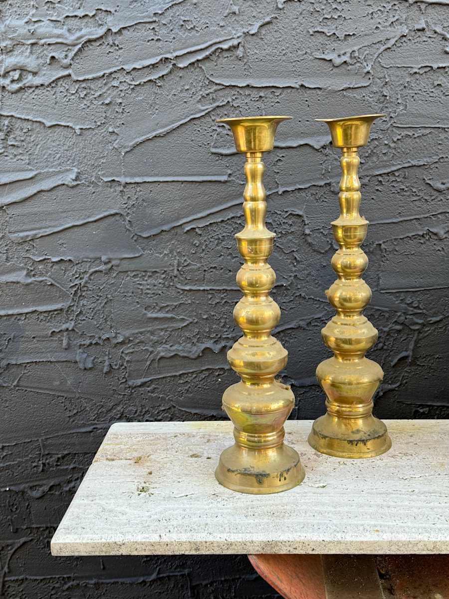 Tall brass candlesticks 