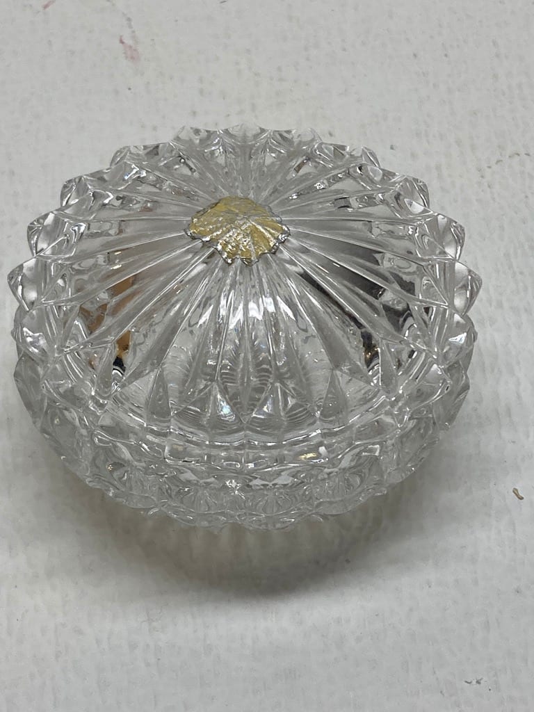 Art Deco clear covered perfume dish 