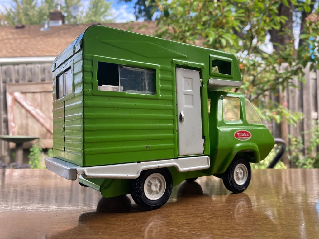 vintage TONKA green camper 