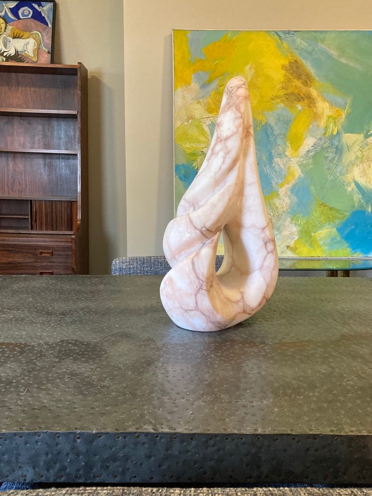 original Modern pink marble stone sculpture 