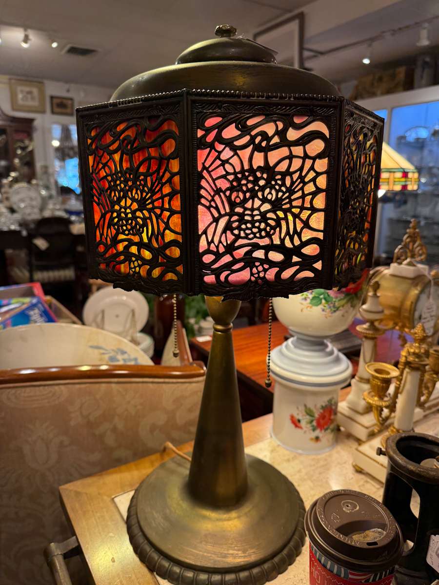 Bradley and hubbard paneled table lamp 