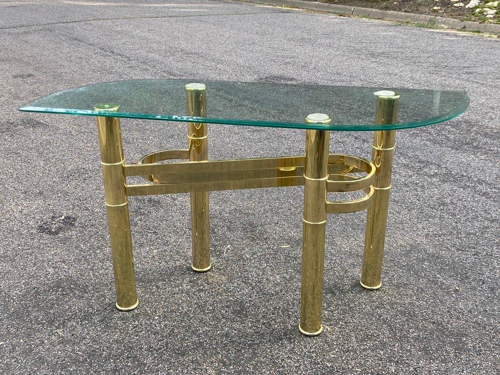 Brass and glass modern sofa table 