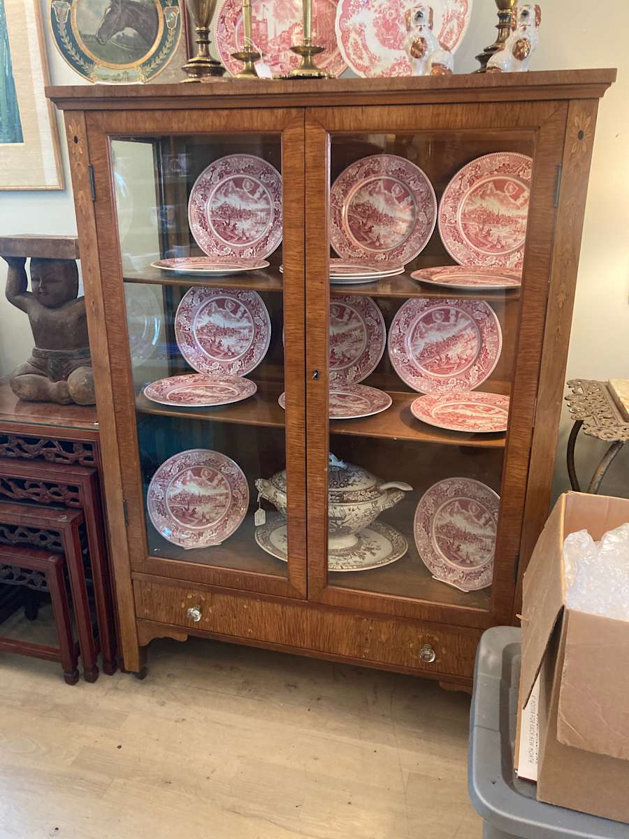 Inlaid Mission style china cabinet 
