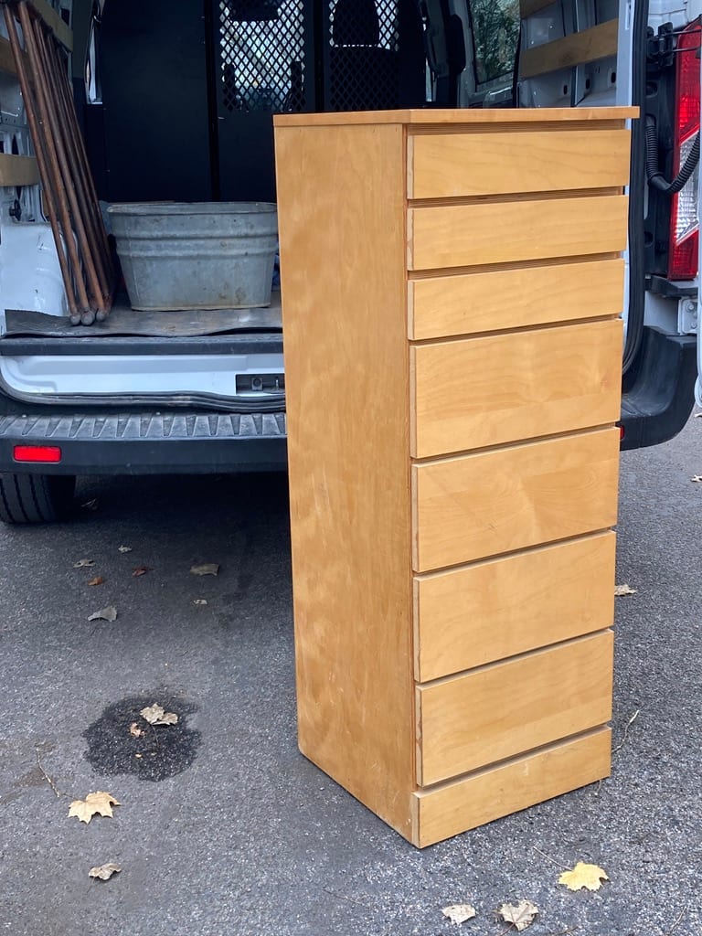 Multi drawer narrow birch chest 