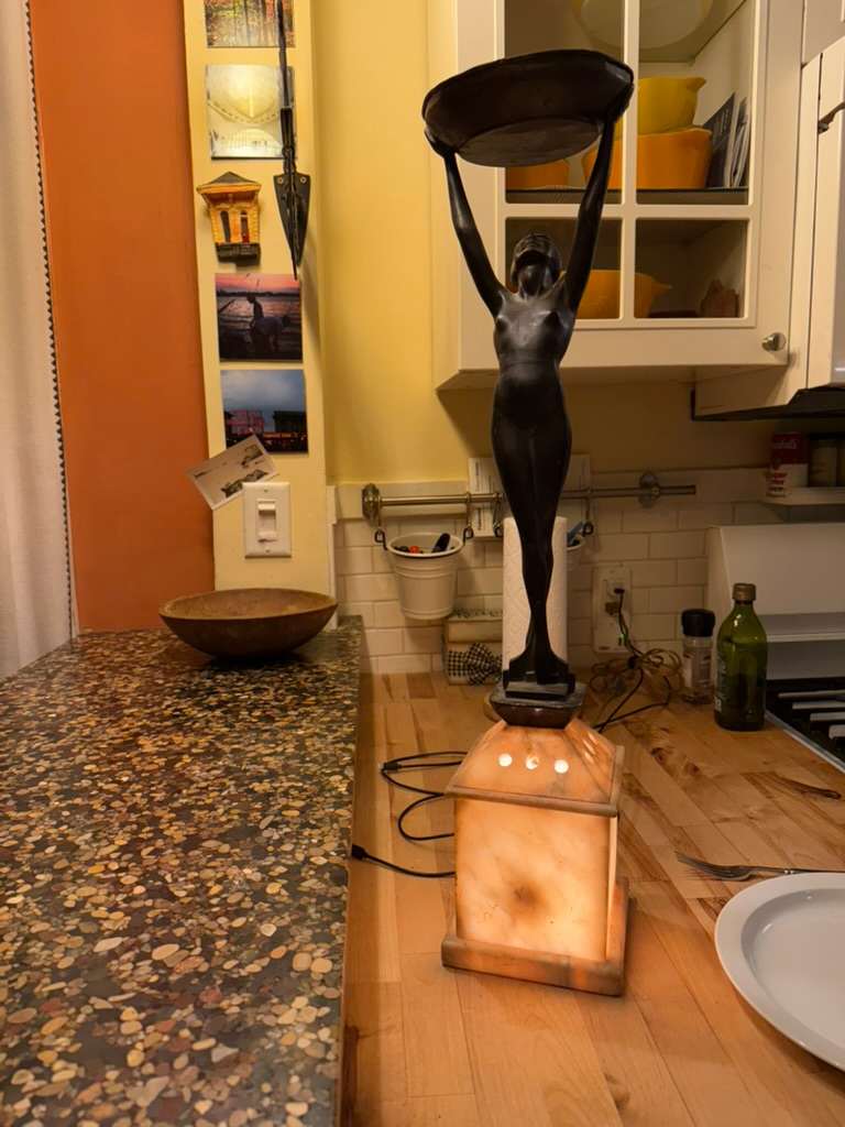 Art Deco Frank Art lamp on alabaster base 