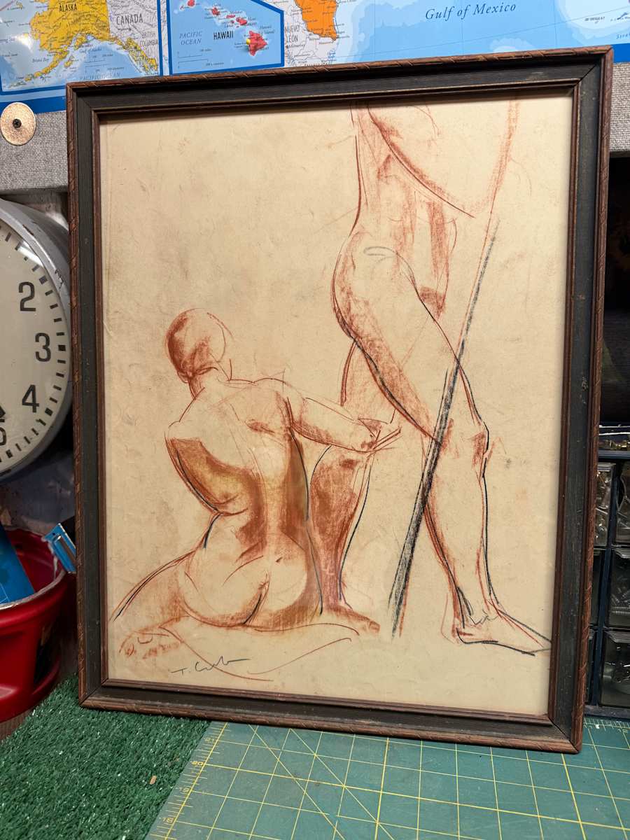 framed figural nude figural couple 