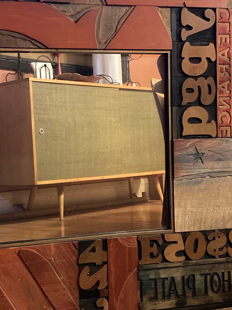 vintage art woodblock  mirror, Image 3.