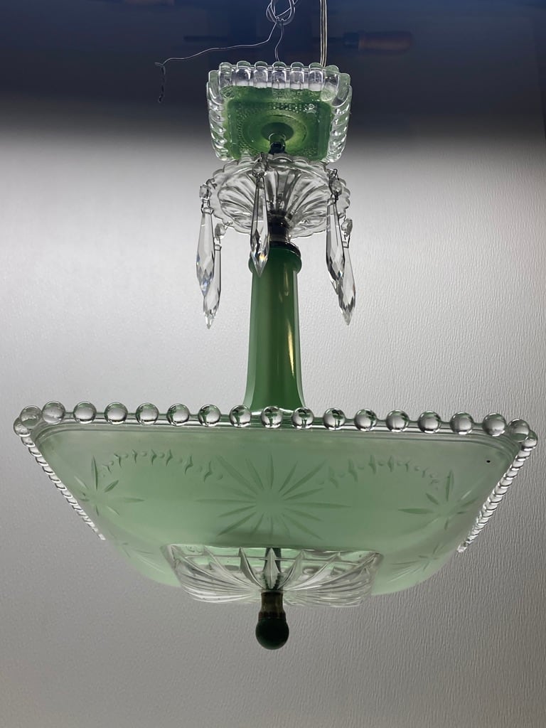 1940's green ceiling light fixture 