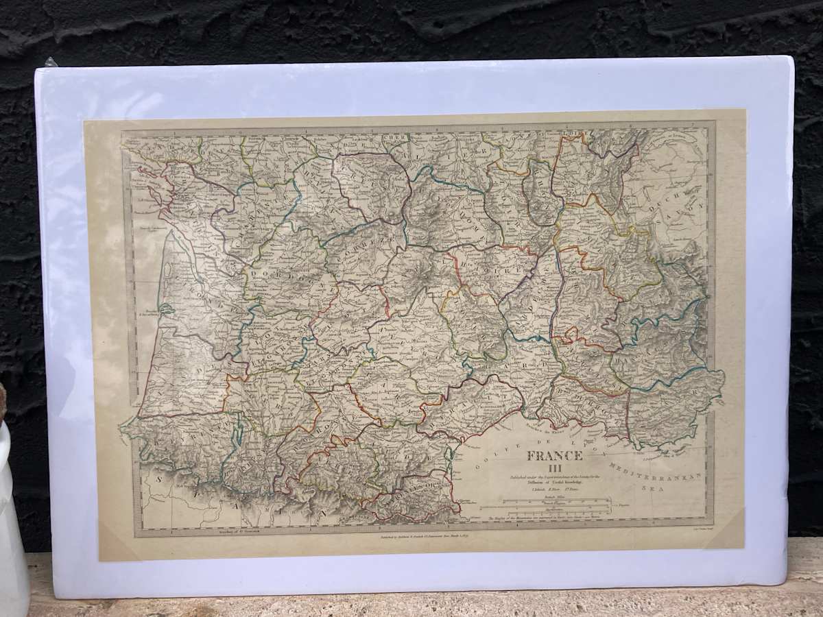 SHRINKWRAPPED early southern France Map 1830's 