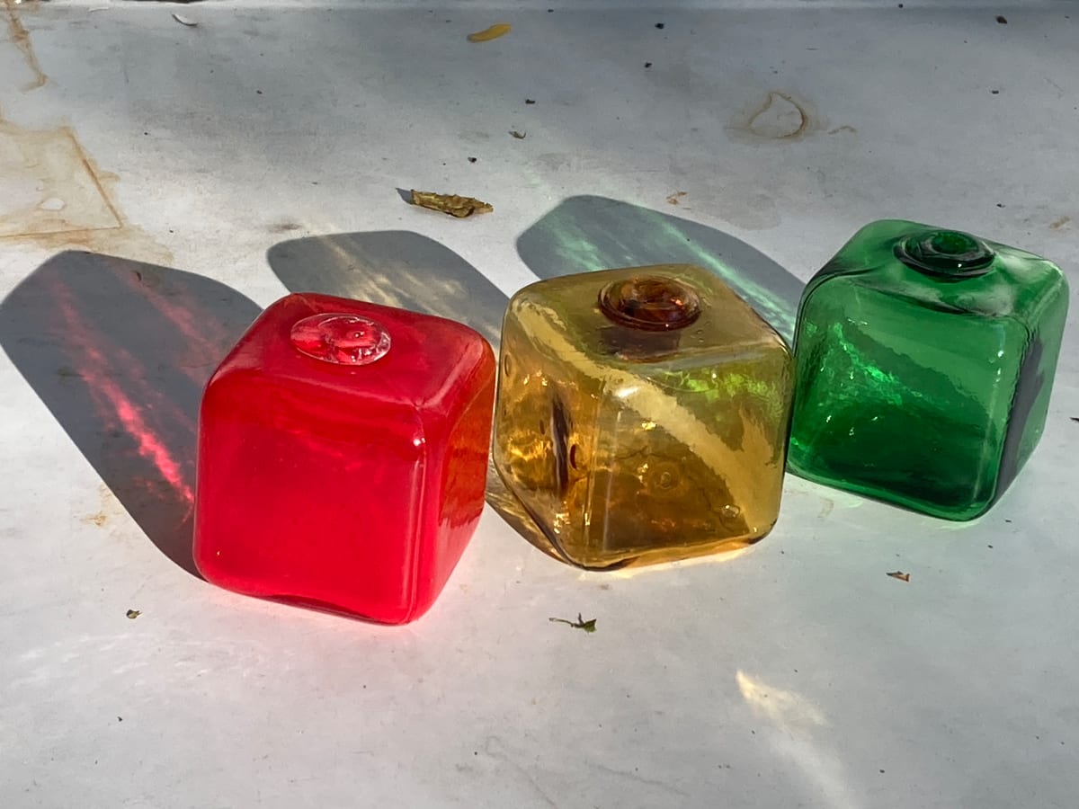 Red Yellow Green Glass cubes 