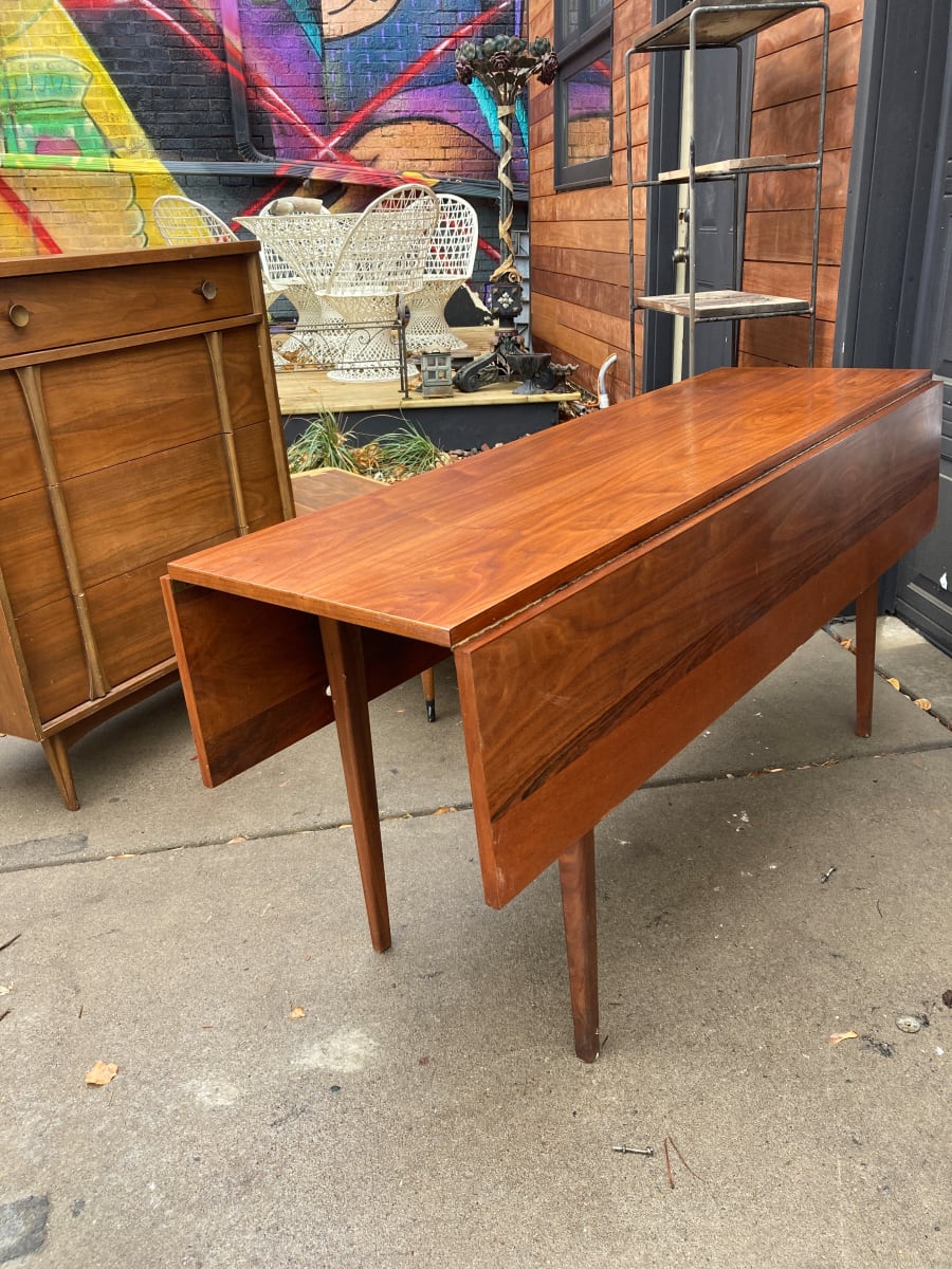 Walnut mid century modern drop leaf table 