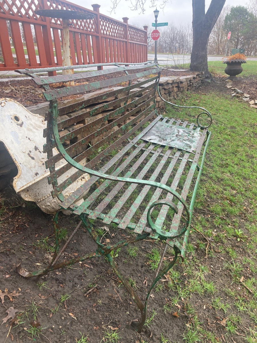 Iron garden bench 