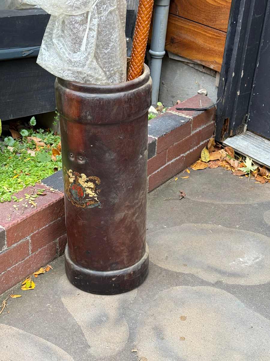 Vintage leatherEnglish umbrella stand 
