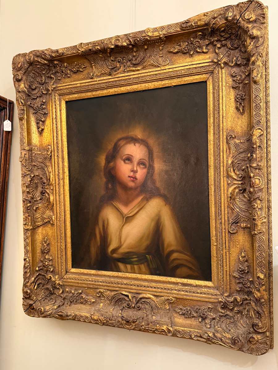 Framed religious painting on canvas 