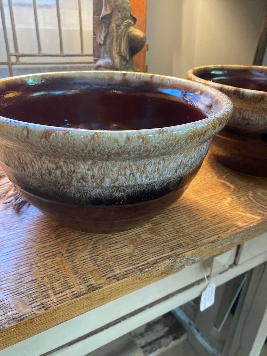 Large Monmouth brown drip glaze mixing bowl 