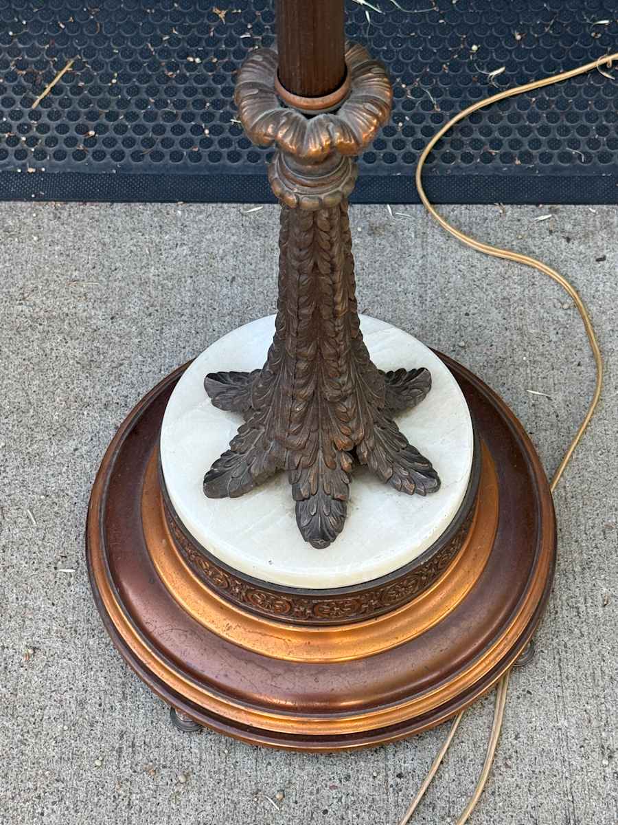 1930's bridge lamp with copper finish, Image 1.