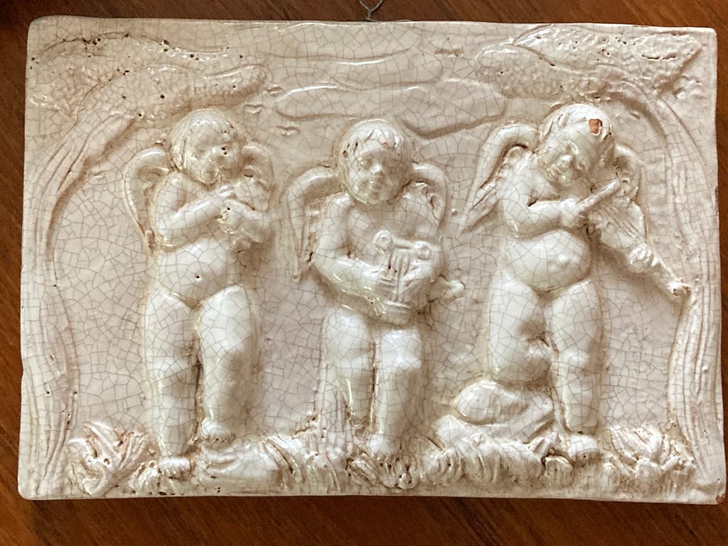 Italian terra cotta cherub tile 