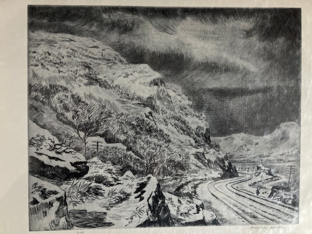 Signed lithograph "Hudson Highlands Under Snow" by Harry Wickey 