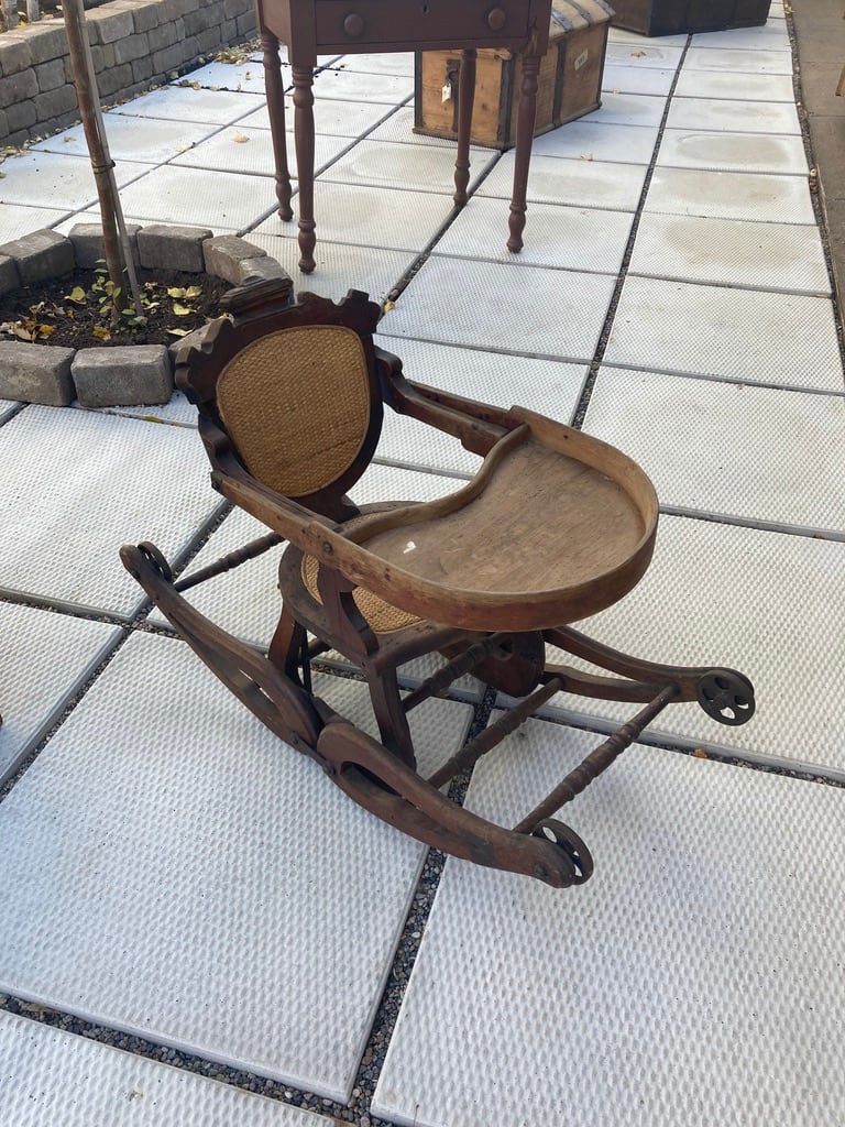 Walnut folding highchair 