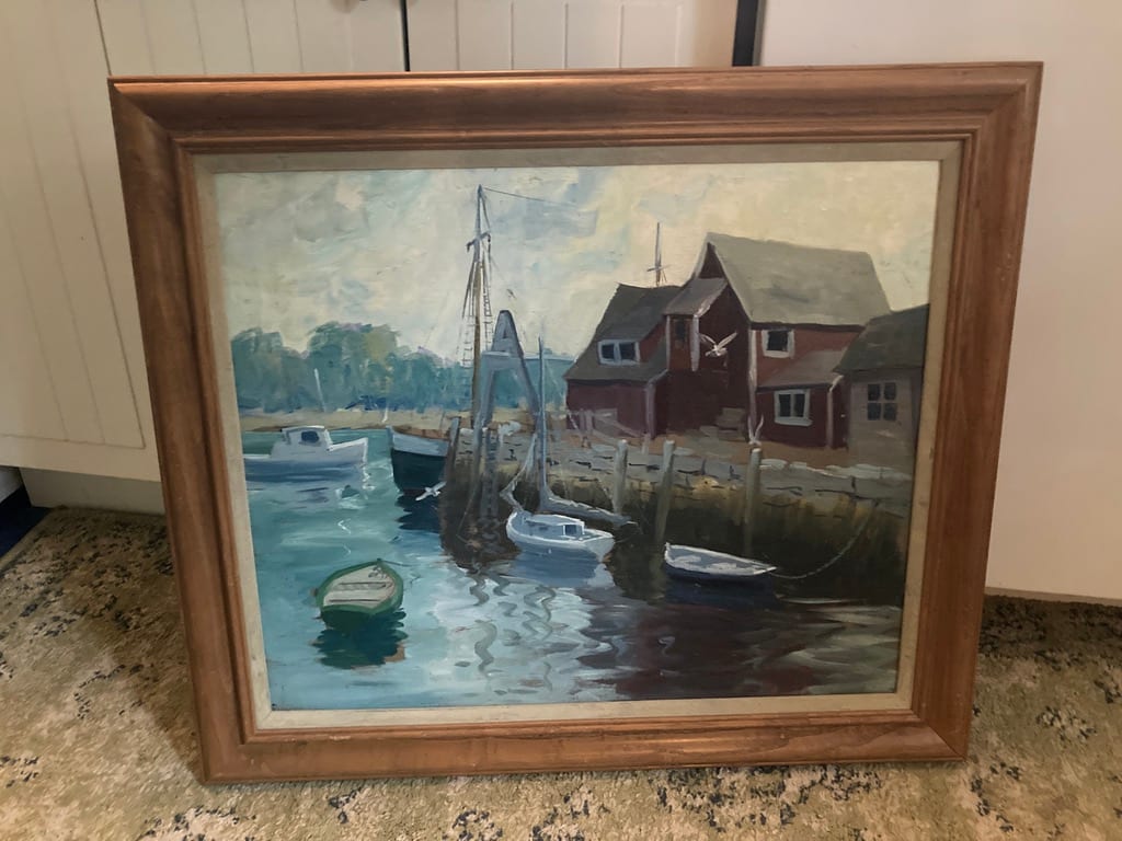 Rockport harbor original oil painting 