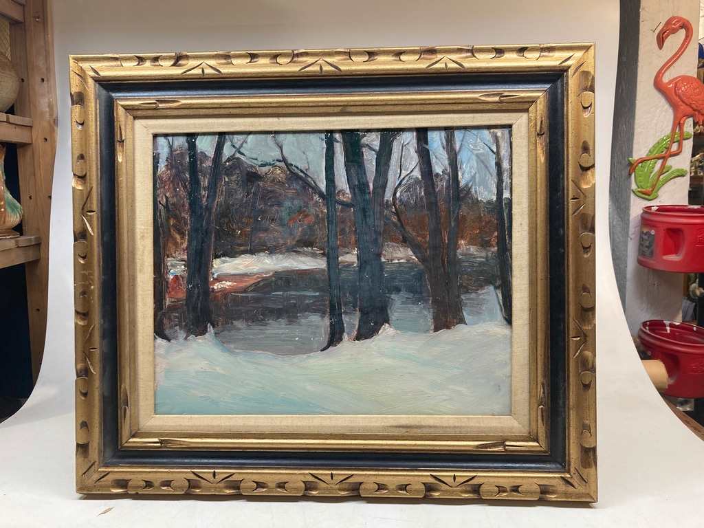 Carl G. T. Olson  original painting on board winter landscape #98 