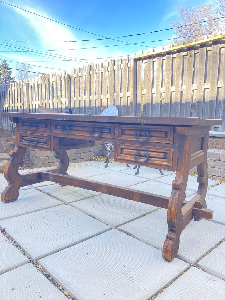 Carved pine Mexican desk 